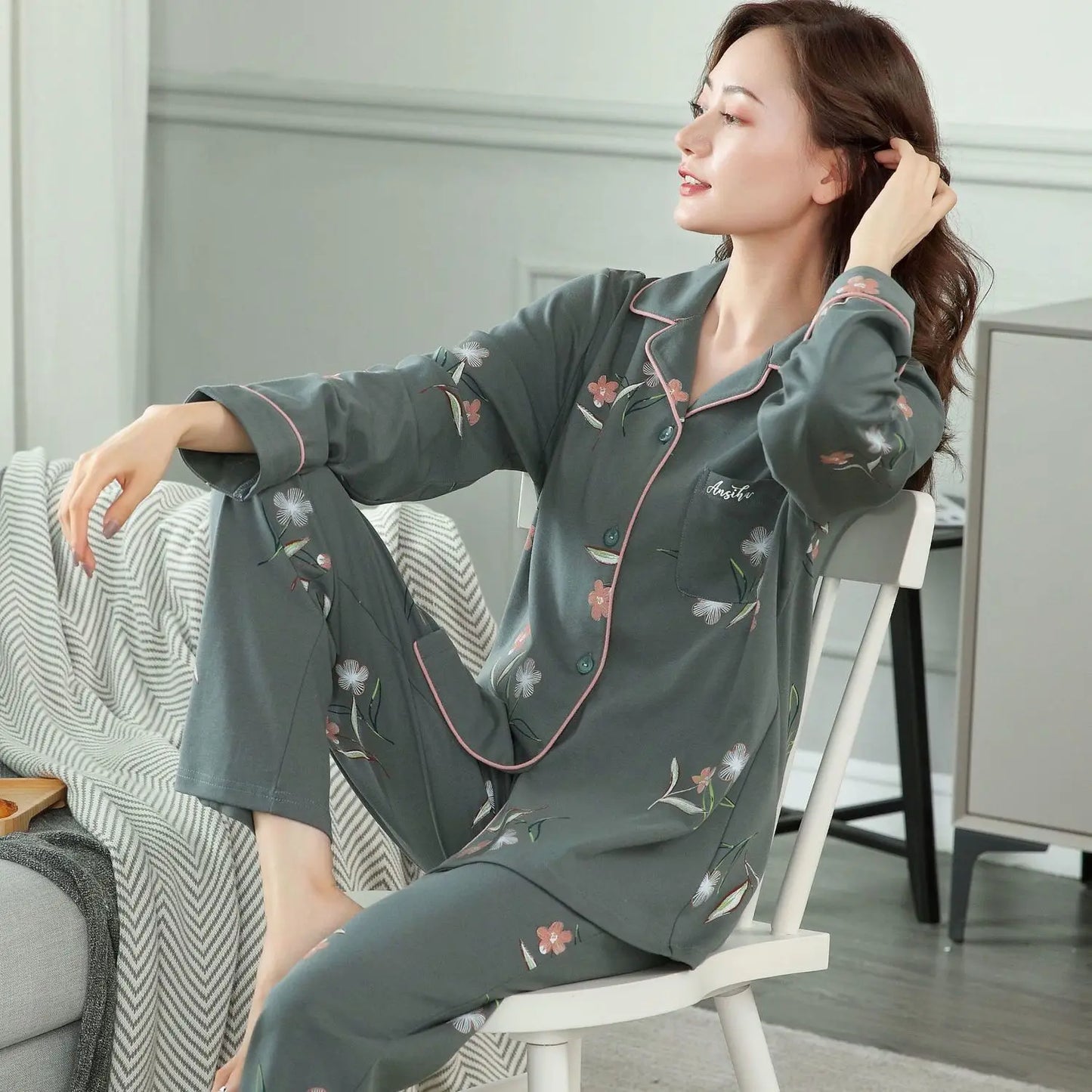 Everyday Calm – Cotton Long Sleeve Set for Women