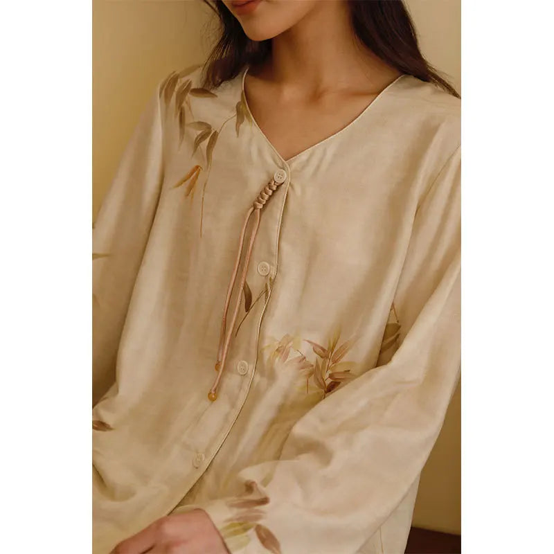Retro Bloom – Women’s Bamboo Cotton Gauze Pajama Set