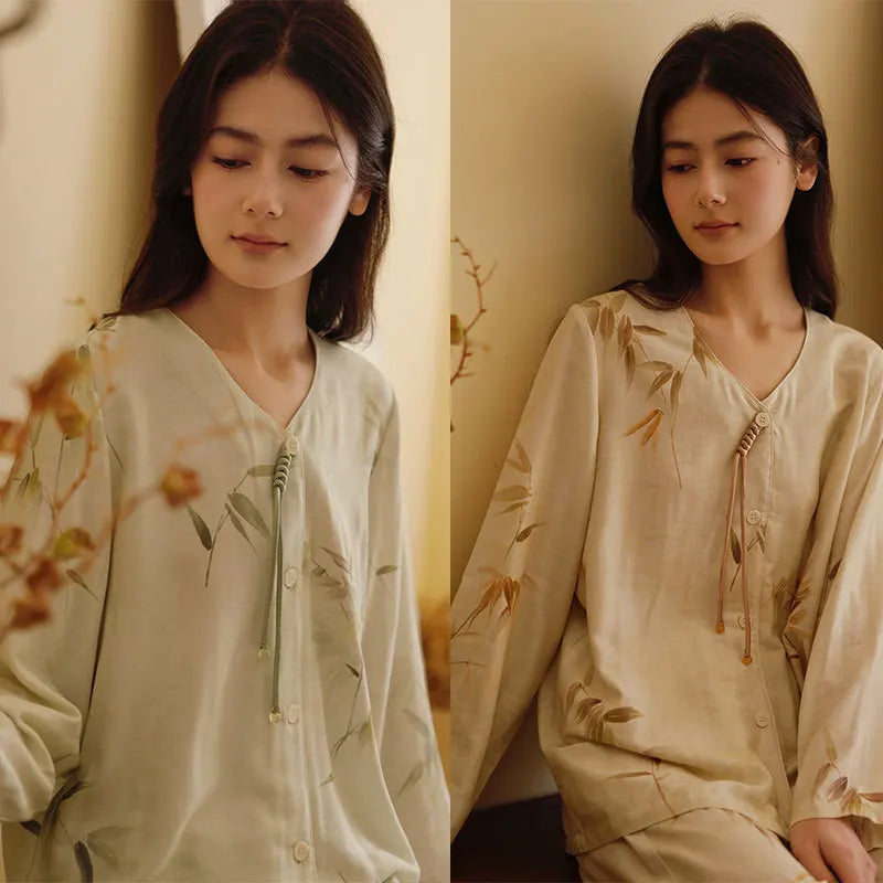 Retro Bloom – Women’s Bamboo Cotton Gauze Pajama Set