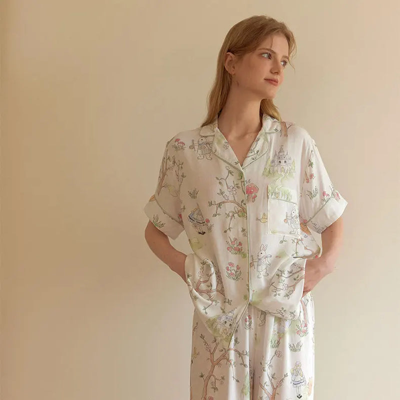 Bloom Luxe – Women’s Bamboo Summer Pajama Set (Floral Print)