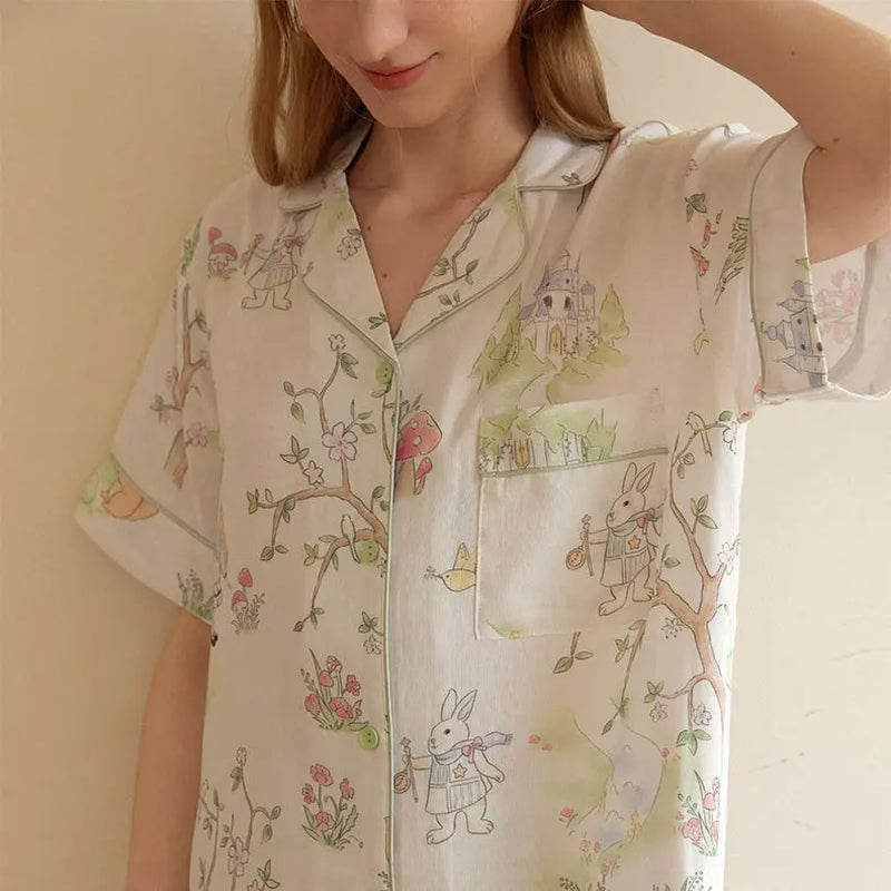 Bloom Luxe – Women’s Bamboo Summer Pajama Set (Floral Print)